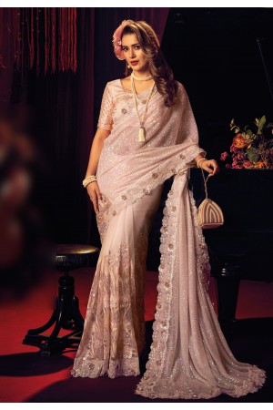 Net sequence Saree in Light pink colour 6702