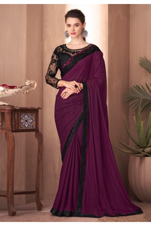 Silk Saree with blouse in Purple colour 1118