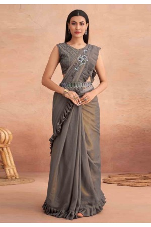 Silk designer Saree with blouse in Grey colour 7303