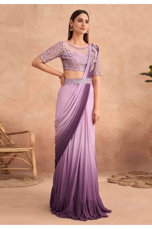 Silk designer Saree with blouse in Light purple colour 7305