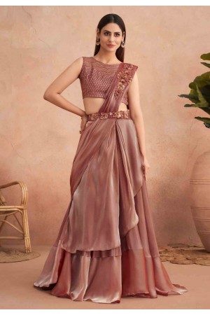 Silk designer Saree with blouse in Rust colour 7311