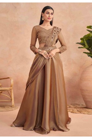 Silk designer lehenga Saree in Brown colour 7304