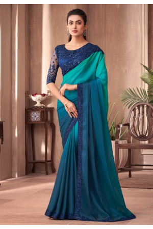 Silk half n half Saree in Blue colour 1109