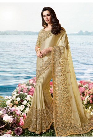 Beige viscose saree with blouse 6203