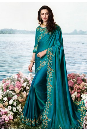Blue barif silk festival wear saree 6202