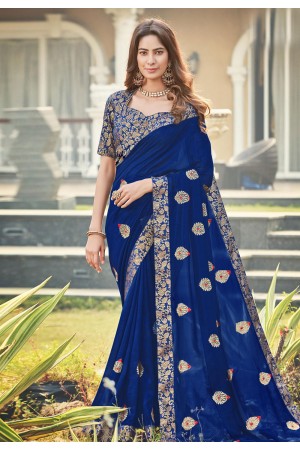 Blue silk saree with blouse 94260