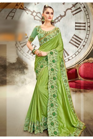 Green art silk festival wear saree 64348