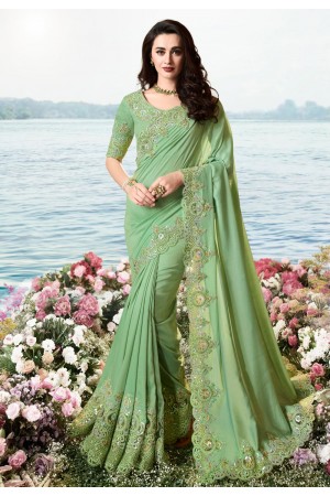 Green viscose party wear saree 6208