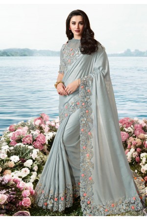 Grey viscose festival wear saree 6206