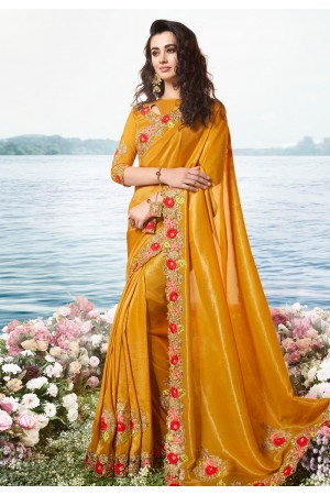 Mustard viscose saree with blouse 6212