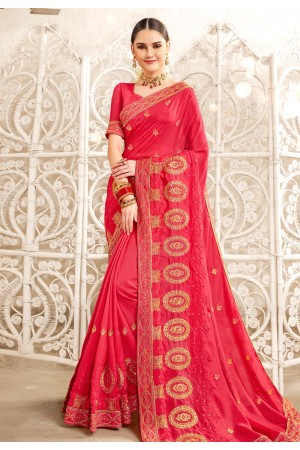 Pink silk saree with blouse 2828