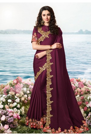 Purple viscose party wear saree 6213