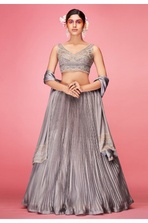 Grey art silk a line lehenga choli 9005