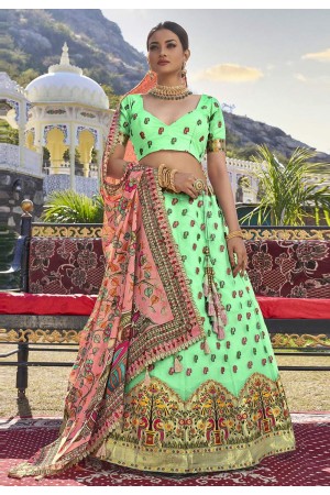 Light green readymade organza a line lehenga choli 2423