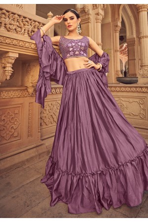 Light purple readymade chinon circular lehenga choli 1205