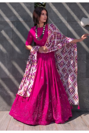 Magenta readymade georgette a line lehenga choli 2431