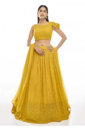 Mustard georgette sequence lehenga choli 20001