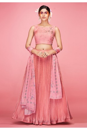 Pink art silk a line lehenga choli 9001