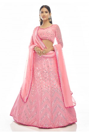 Pink georgette a line lehenga choli 20007