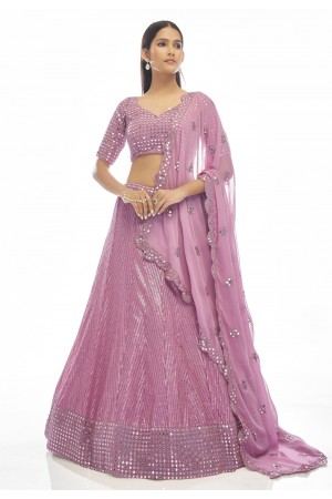 Pink georgette a line lehenga choli 20011