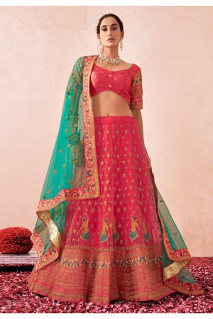 Pink net a line lehenga choli 1003