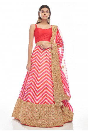 Pink organza a line lehenga choli 20002