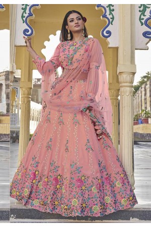 Pink readymade georgette a line lehenga choli 2416