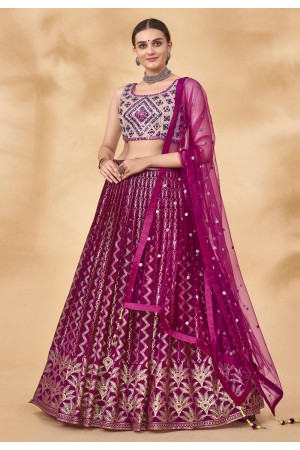 Purple georgette a line lehenga choli 25005