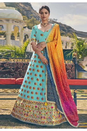 Sky blue readymade organza a line lehenga choli 2419