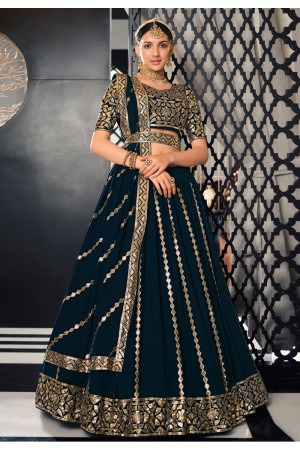 Teal georgette a line lehenga choli 2151