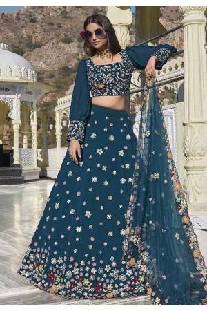 Teal readymade georgette a line lehenga choli 2415