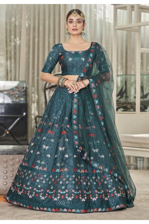 Teal silk a line lehenga choli 2004