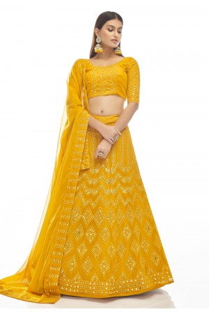 Yellow georgette a line lehenga choli 20006