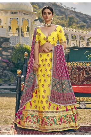 Yellow readymade organza a line lehenga choli 2422