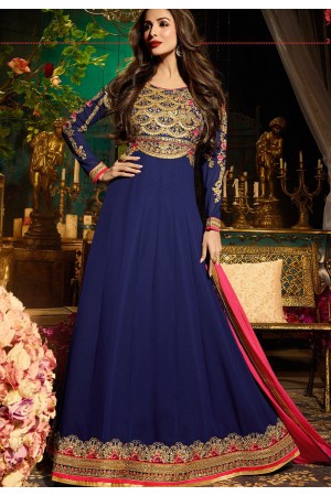 Malaika Arora khan georgette blue color party wear salwar Kameez