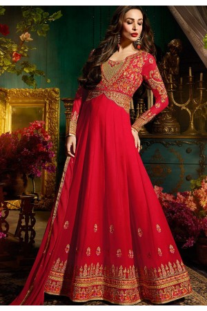 Malaika Arora khan georgette red color party wear salwar Kameez
