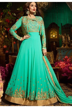 Malaika Arora khan georgette turquoise color party wear salwar Kameez