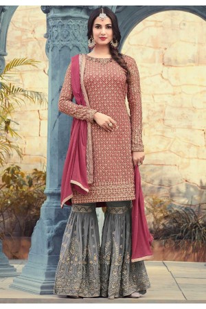 Sonal Chauhan Pink and grey sharara style suit