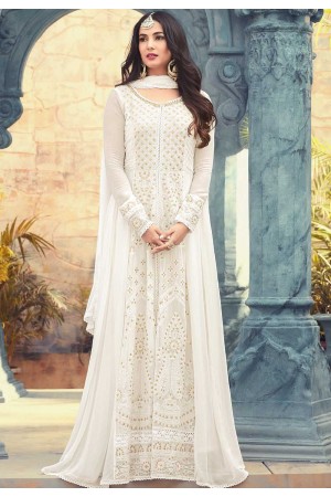 Sonal Chauhan white georgette wedding anarkali