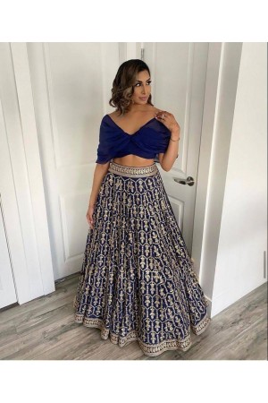 Bollywood Model Royal blue Tapeta silk lehenga choli