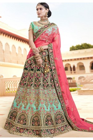 Sea green melbourne silk Indian wedding lehenga