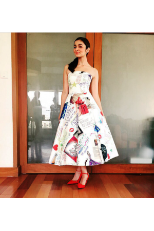 Alia Bhatt Crepe Printed Doodle dress