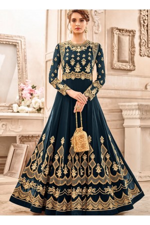 Blue georgette wedding wear salwar kameez