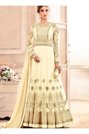 Cream georgette wedding wear salwar kameez