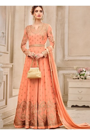 Peach georgette wedding wear salwar kameez