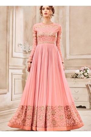 Pink georgette wedding wear salwar kameez