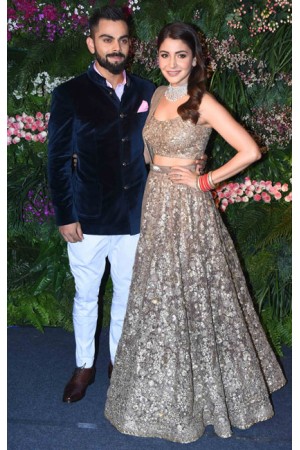 Anushka Sharma Grey Reception Lehenga