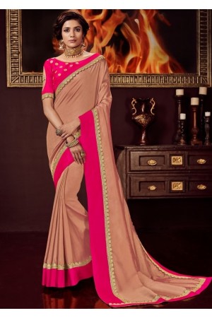 dusty peach silk saree with embroidered blouse 10417