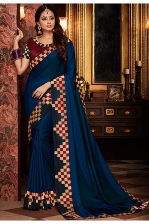 indigo blue saree with silk blouse 1703