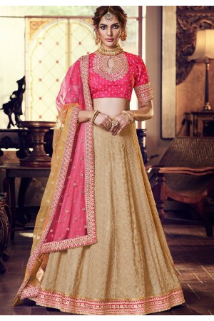 beige pink georgette silk embroidered lehenga choli 4167